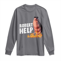 Marcus The Worm Long Sleeve Shirt Funny Brainrot Meme Robert Help - Wonder Print Shop
