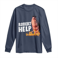 Marcus The Worm Long Sleeve Shirt Funny Brainrot Meme Robert Help - Wonder Print Shop