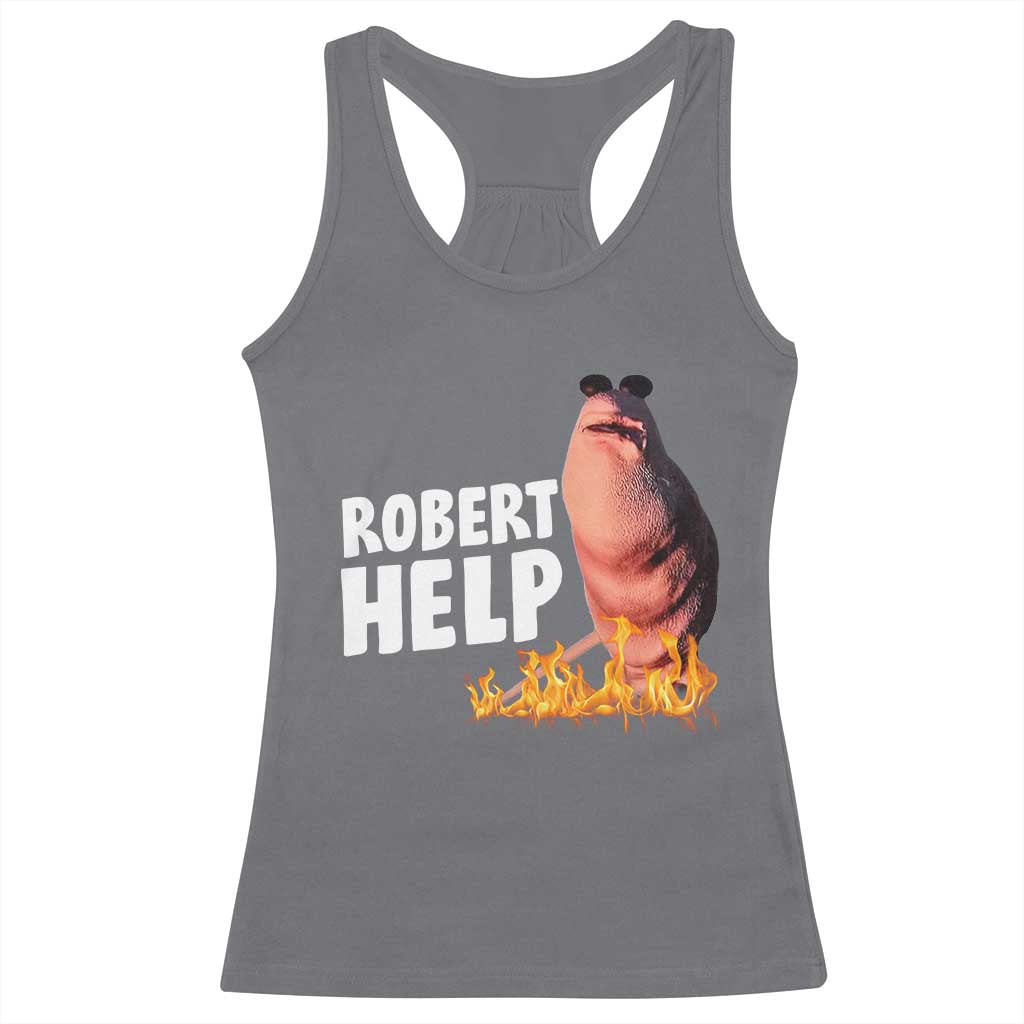 Marcus The Worm Racerback Tank Top Funny Brainrot Meme Robert Help - Wonder Print Shop