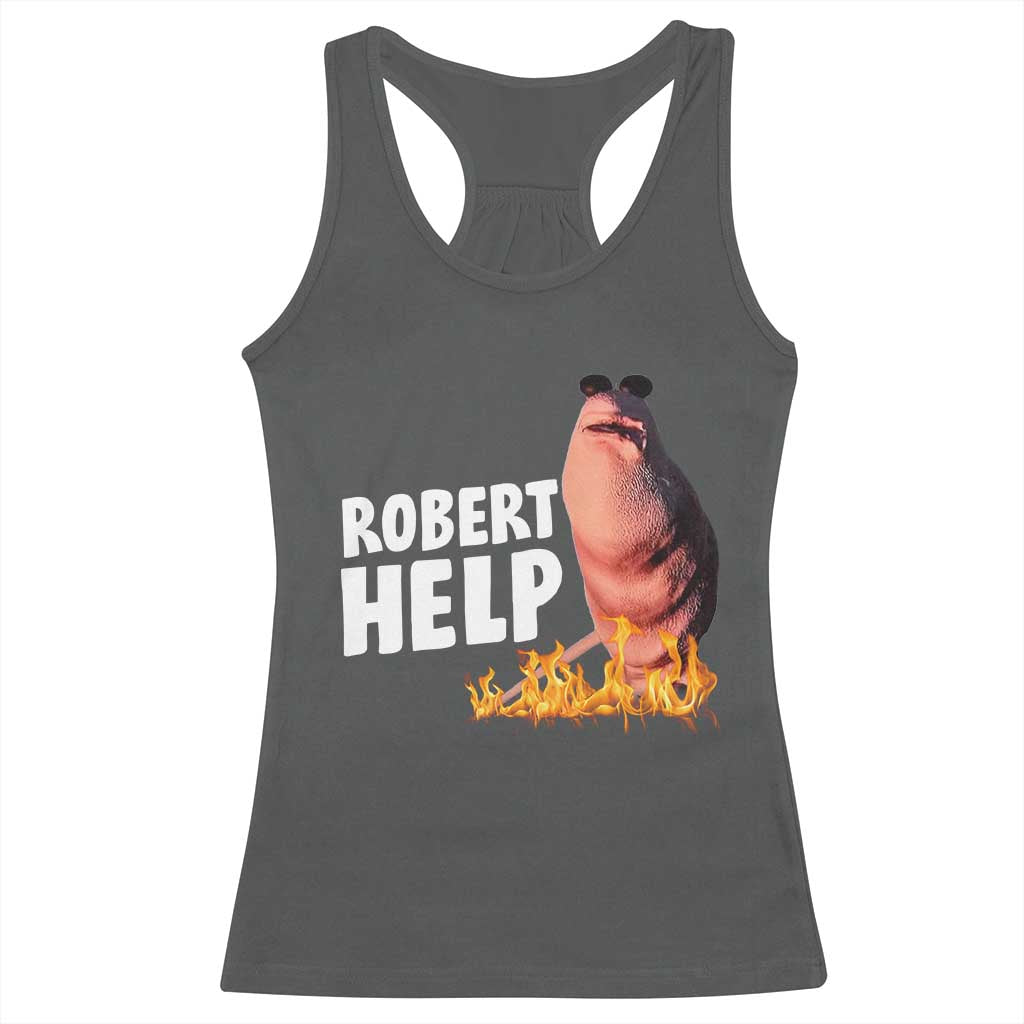 Marcus The Worm Racerback Tank Top Funny Brainrot Meme Robert Help - Wonder Print Shop