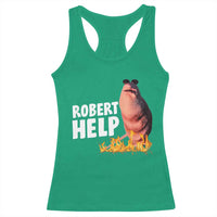 Marcus The Worm Racerback Tank Top Funny Brainrot Meme Robert Help - Wonder Print Shop