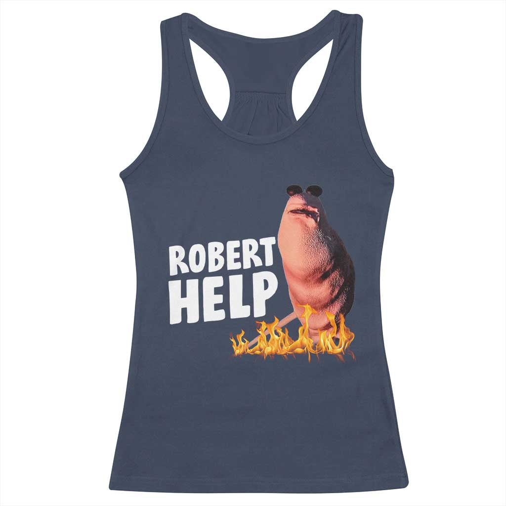 Marcus The Worm Racerback Tank Top Funny Brainrot Meme Robert Help - Wonder Print Shop