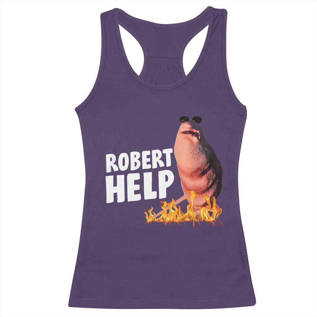 Marcus The Worm Racerback Tank Top Funny Brainrot Meme Robert Help - Wonder Print Shop