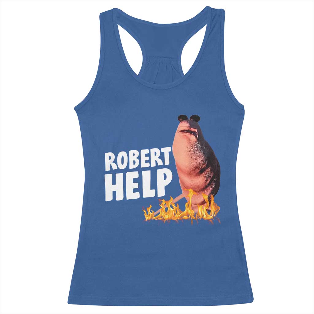 Marcus The Worm Racerback Tank Top Funny Brainrot Meme Robert Help - Wonder Print Shop
