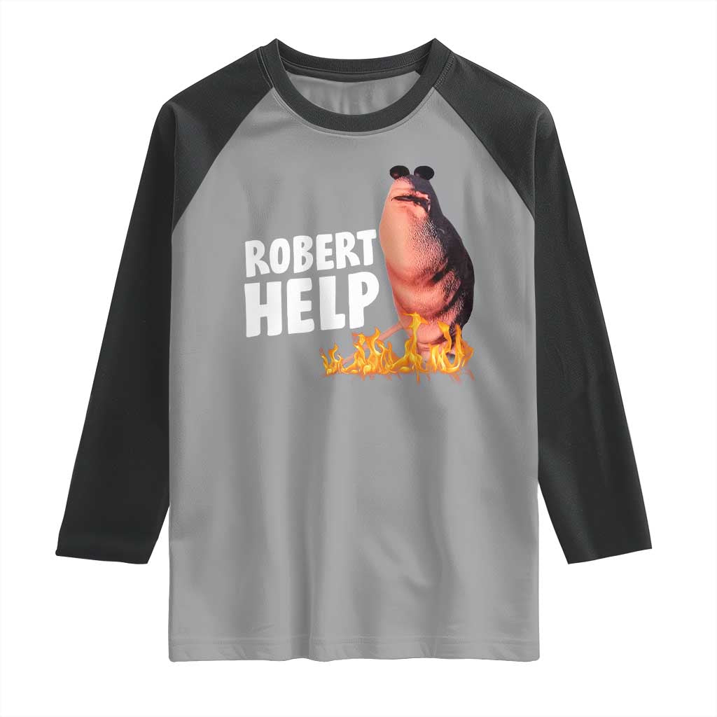 Marcus The Worm Raglan Shirt Funny Brainrot Meme Robert Help - Wonder Print Shop