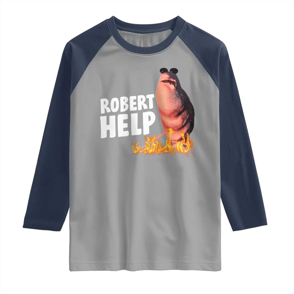 Marcus The Worm Raglan Shirt Funny Brainrot Meme Robert Help - Wonder Print Shop