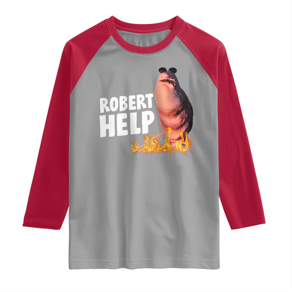 Marcus The Worm Raglan Shirt Funny Brainrot Meme Robert Help - Wonder Print Shop