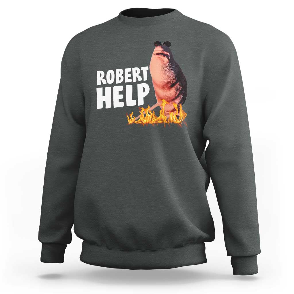 Marcus The Worm Sweatshirt Funny Brainrot Meme Robert Help - Wonder Print Shop