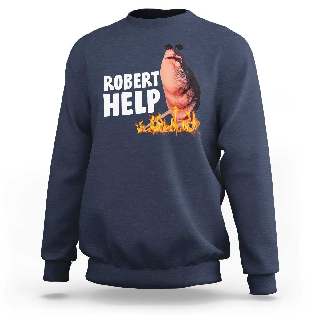 Marcus The Worm Sweatshirt Funny Brainrot Meme Robert Help - Wonder Print Shop