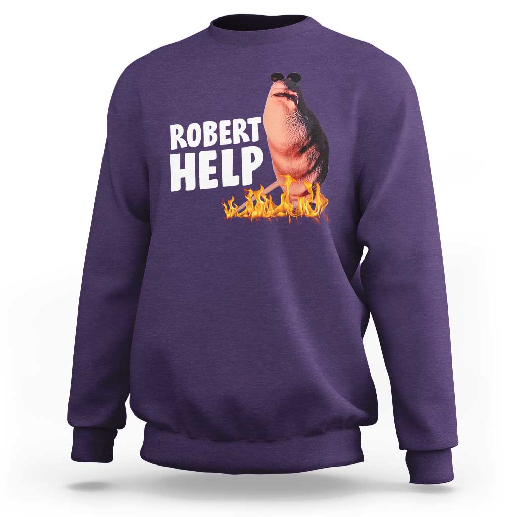 Marcus The Worm Sweatshirt Funny Brainrot Meme Robert Help - Wonder Print Shop