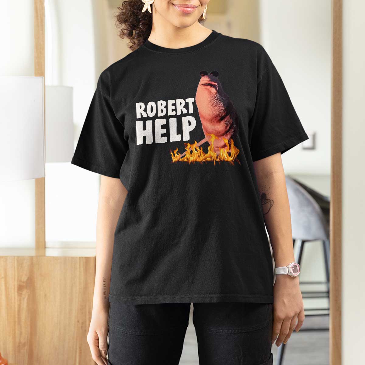 Marcus The Worm T Shirt For Women Funny Brainrot Meme Robert Help - Wonder Print Shop