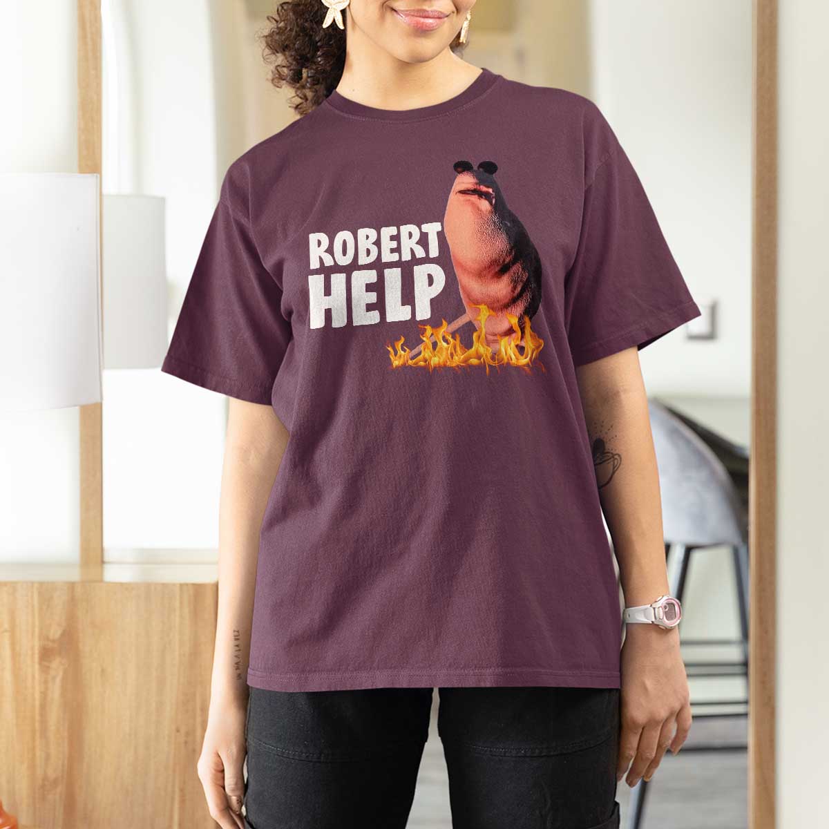Marcus The Worm T Shirt For Women Funny Brainrot Meme Robert Help - Wonder Print Shop