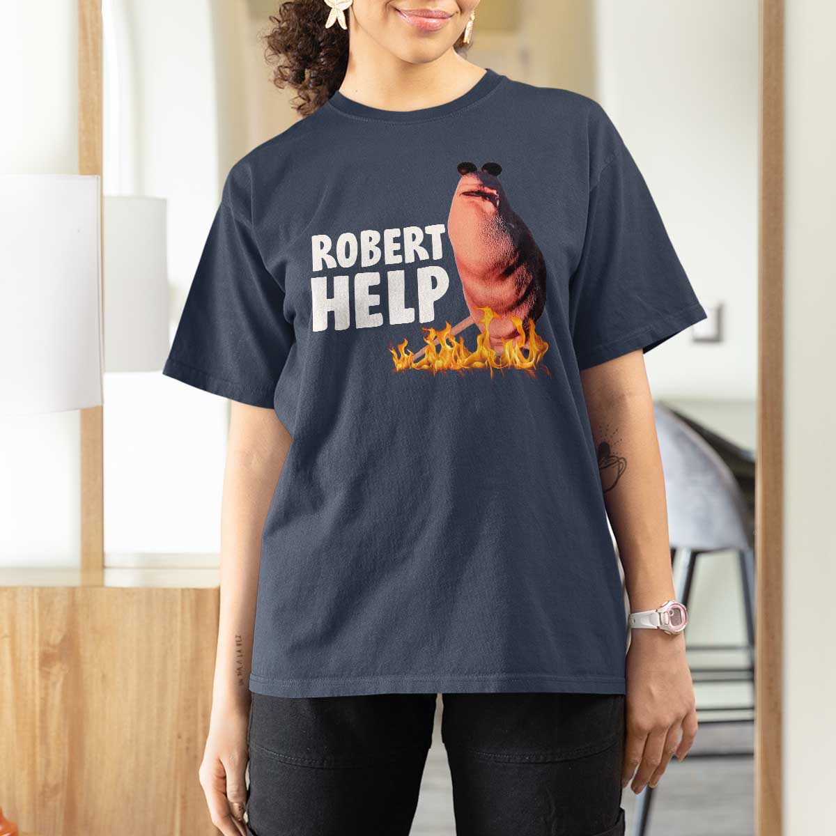 Marcus The Worm T Shirt For Women Funny Brainrot Meme Robert Help - Wonder Print Shop