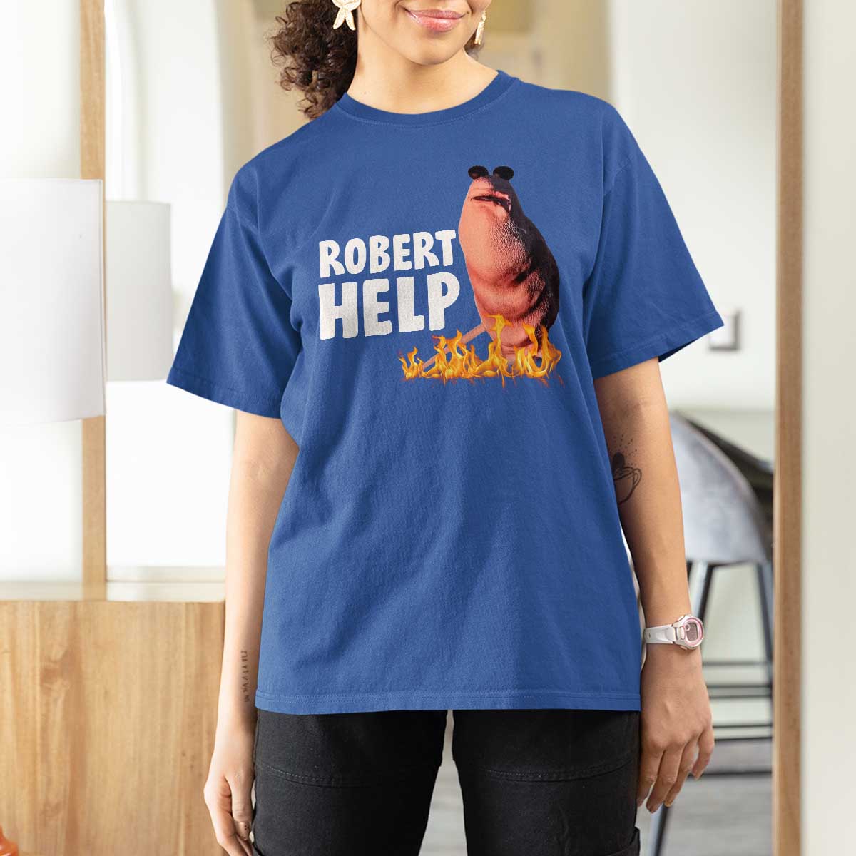 Marcus The Worm T Shirt For Women Funny Brainrot Meme Robert Help - Wonder Print Shop