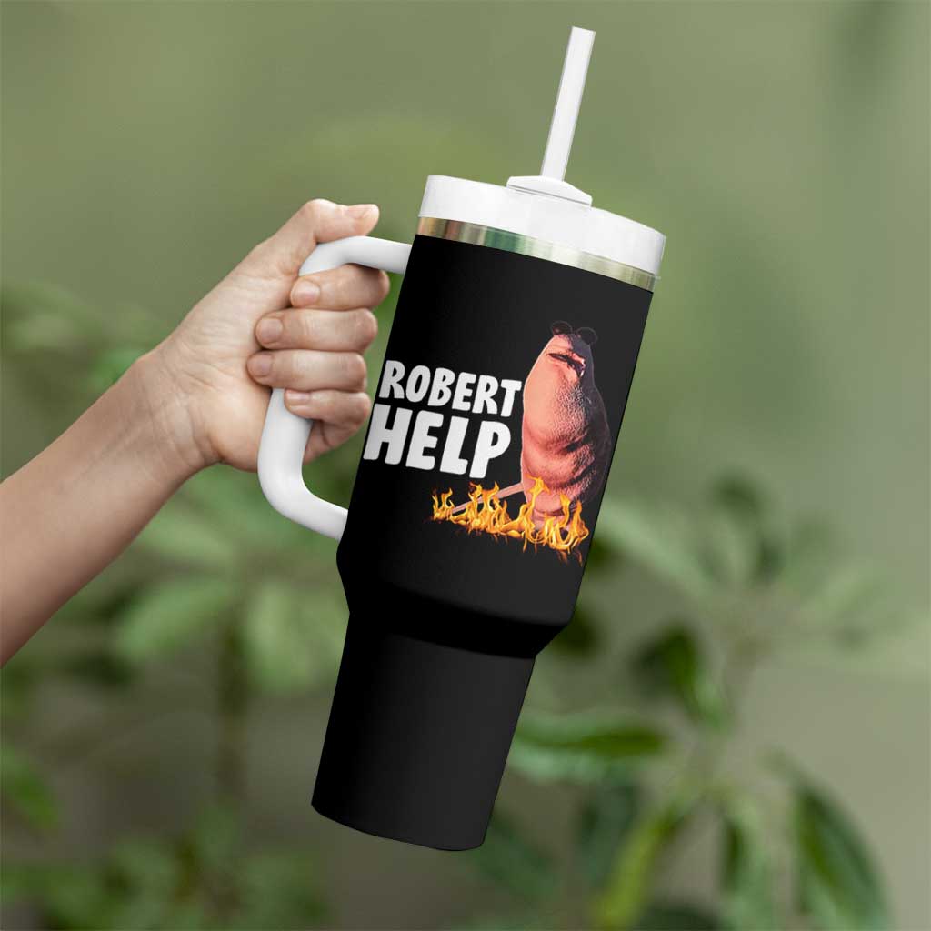 Marcus The Worm Tumbler With Handle Funny Brainrot Meme Robert Help - Wonder Print Shop