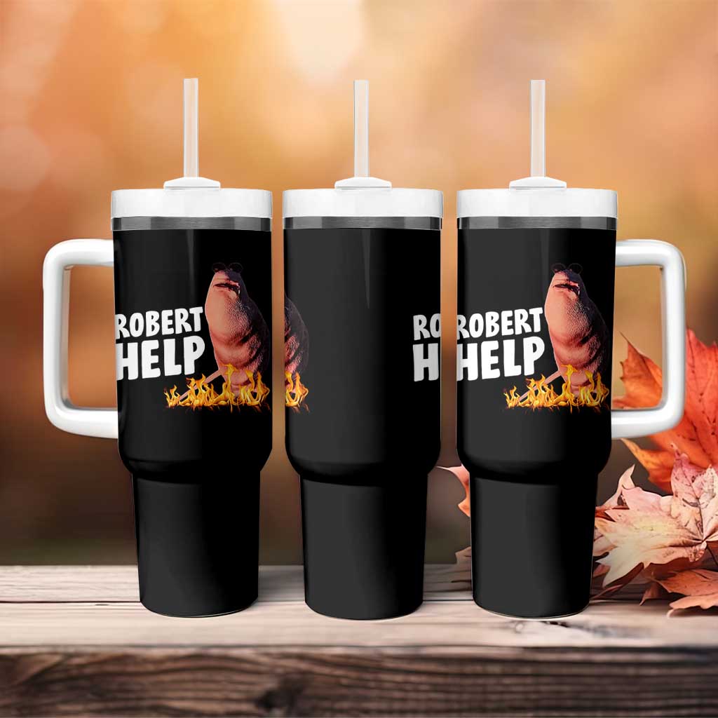 Marcus The Worm Tumbler With Handle Funny Brainrot Meme Robert Help - Wonder Print Shop