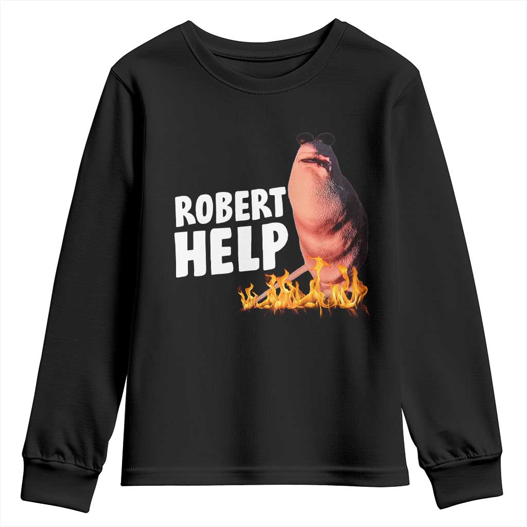 Marcus The Worm Youth Sweatshirt Funny Brainrot Meme Robert Help - Wonder Print Shop