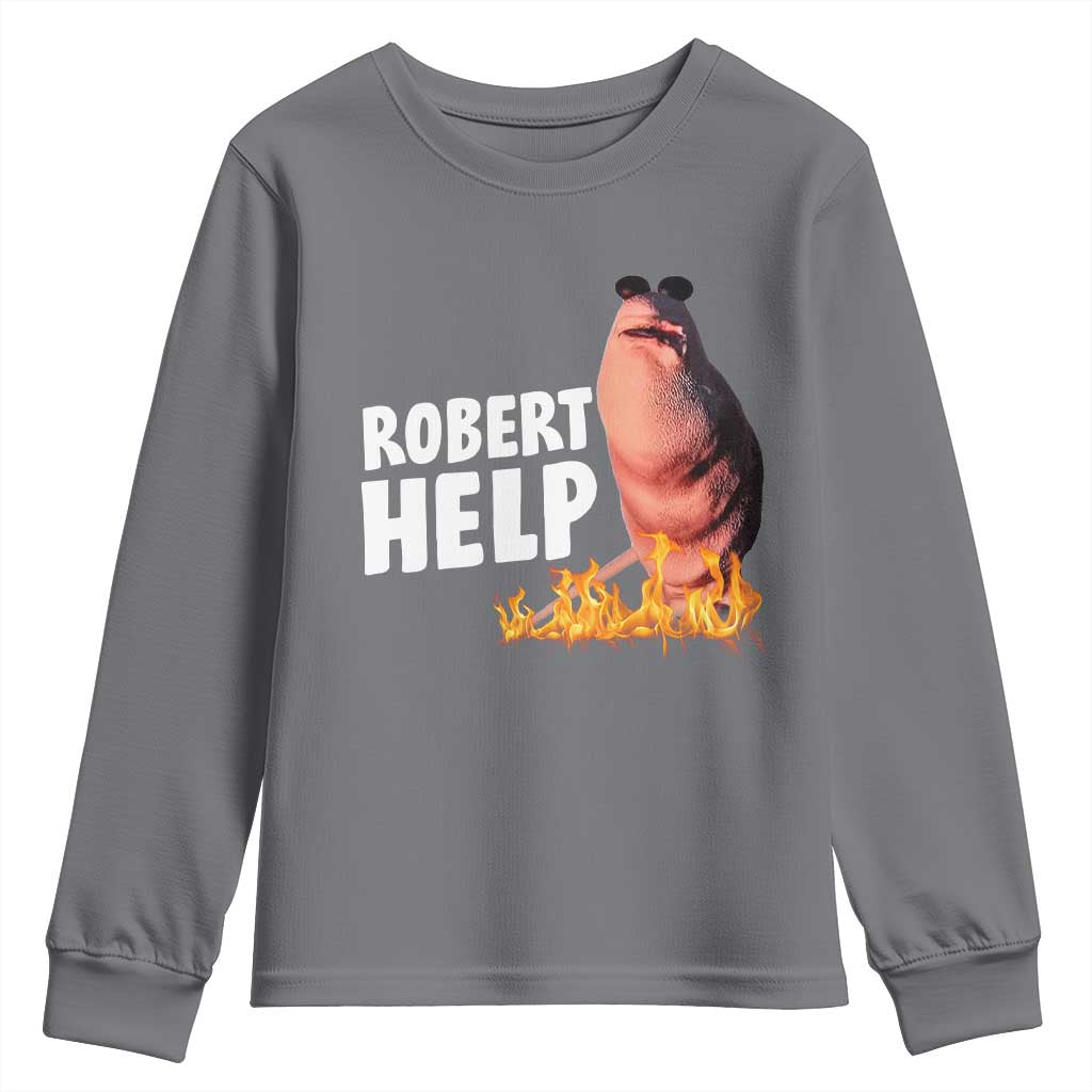 Marcus The Worm Youth Sweatshirt Funny Brainrot Meme Robert Help - Wonder Print Shop