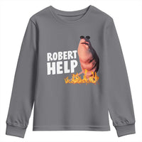 Marcus The Worm Youth Sweatshirt Funny Brainrot Meme Robert Help - Wonder Print Shop
