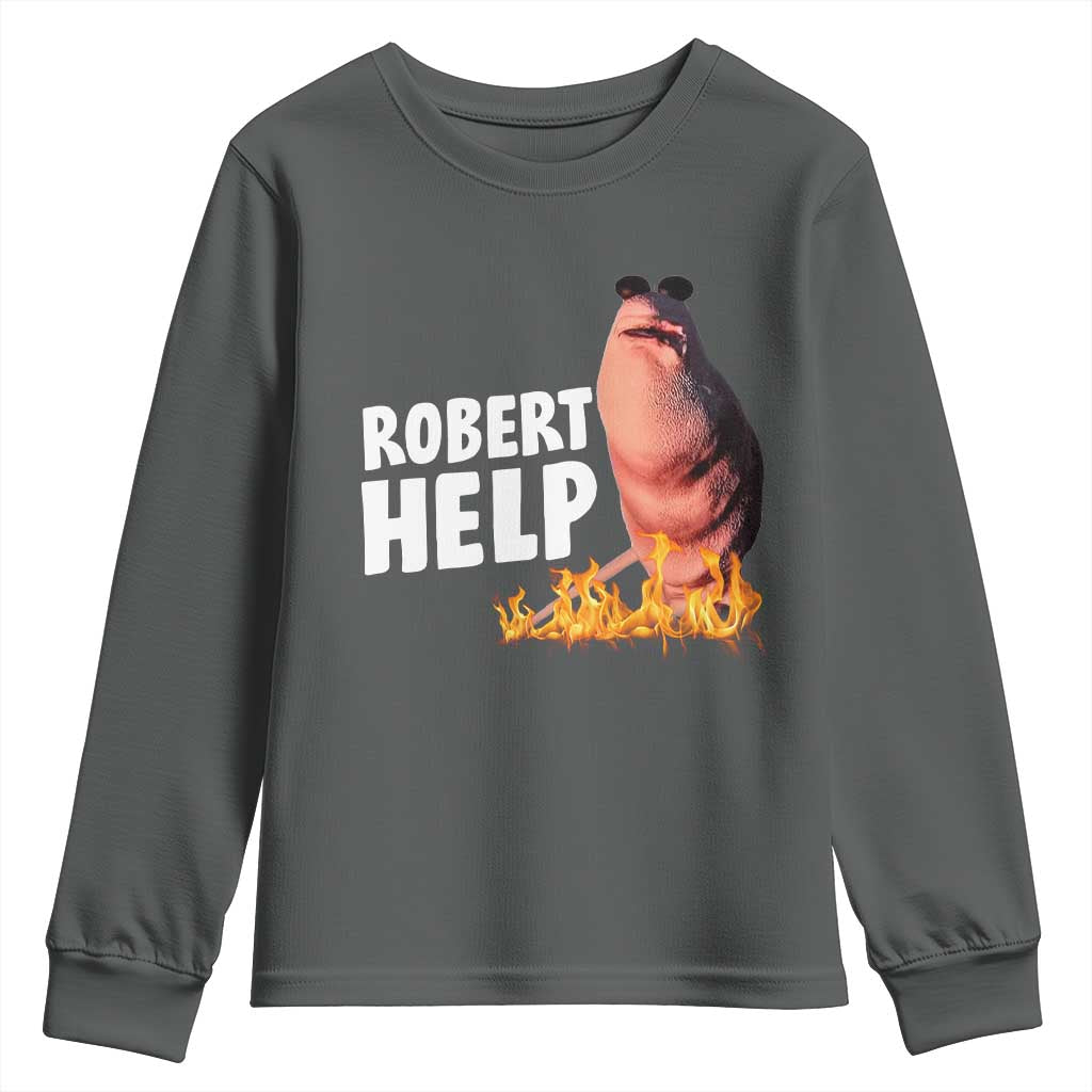 Marcus The Worm Youth Sweatshirt Funny Brainrot Meme Robert Help - Wonder Print Shop
