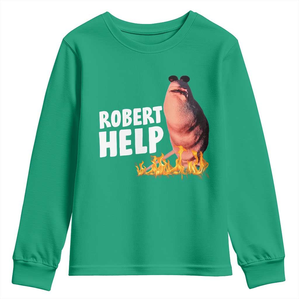 Marcus The Worm Youth Sweatshirt Funny Brainrot Meme Robert Help - Wonder Print Shop