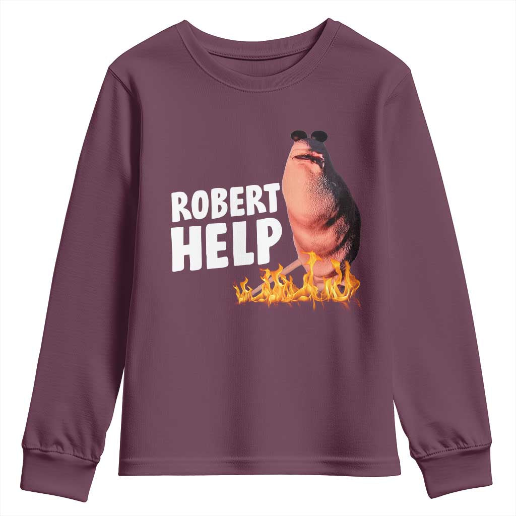 Marcus The Worm Youth Sweatshirt Funny Brainrot Meme Robert Help - Wonder Print Shop