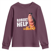 Marcus The Worm Youth Sweatshirt Funny Brainrot Meme Robert Help - Wonder Print Shop