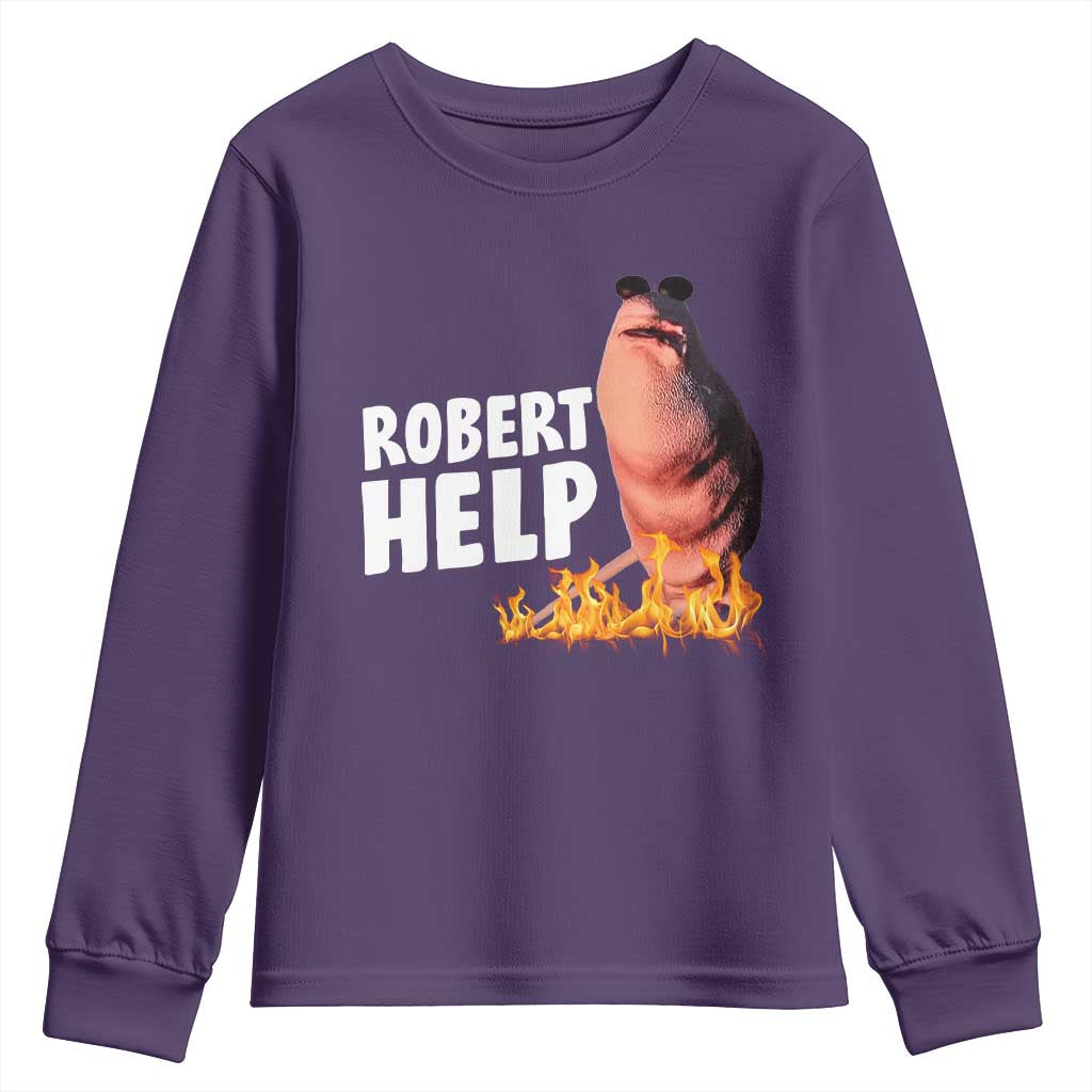 Marcus The Worm Youth Sweatshirt Funny Brainrot Meme Robert Help - Wonder Print Shop