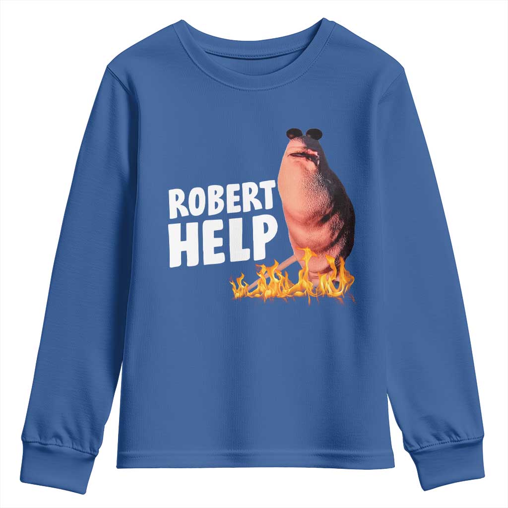 Marcus The Worm Youth Sweatshirt Funny Brainrot Meme Robert Help - Wonder Print Shop
