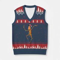 Marcus The Worm Xmas V-Neck Knit Sweater Vest Internet Weirdcore Brainrot Humor - Wonder Print Shop
