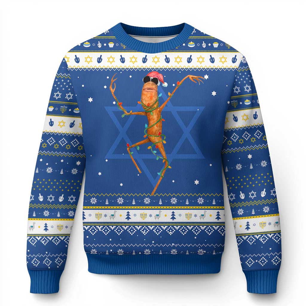 Marcus The Worm Christmas Hanukkah Ugly Sweater Internet Weirdcore Brainrot Humor - Wonder Print Shop