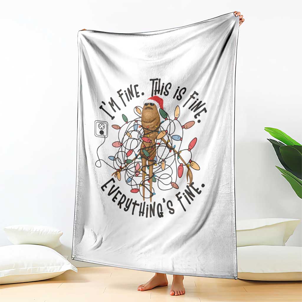 Marcus The Worm Christmas Meme Throw Blanket I'm Fine Everything is Fine - Wonder Print Shop