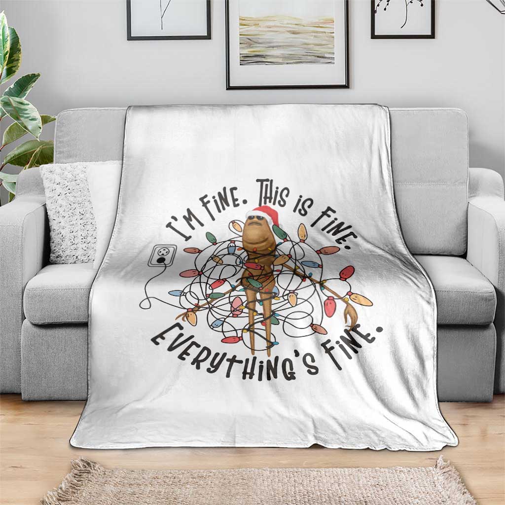 Marcus The Worm Christmas Meme Throw Blanket I'm Fine Everything is Fine - Wonder Print Shop