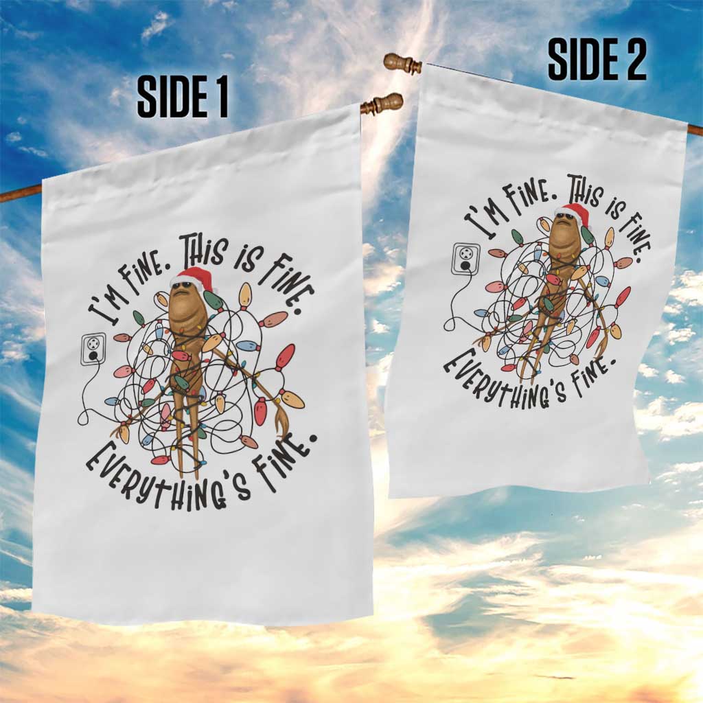 Marcus The Worm Christmas Meme Garden Flag I'm Fine Everything is Fine - Wonder Print Shop