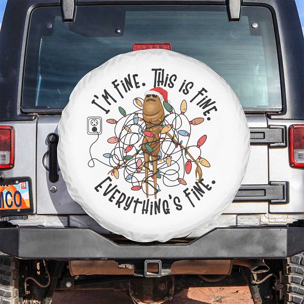 Marcus The Worm Christmas Meme Spare Tire Cover I'm Fine Everything is Fine - Wonder Print Shop