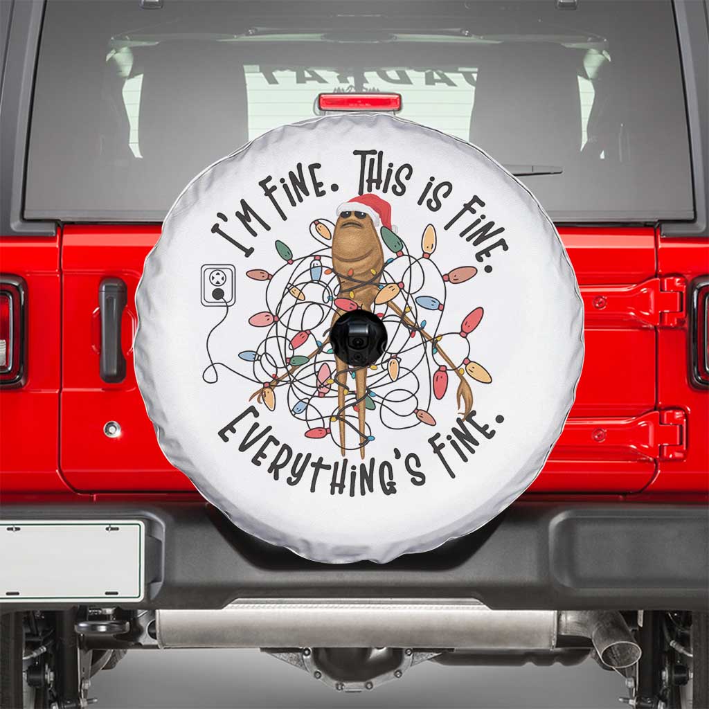 Marcus The Worm Christmas Meme Spare Tire Cover I'm Fine Everything is Fine - Wonder Print Shop