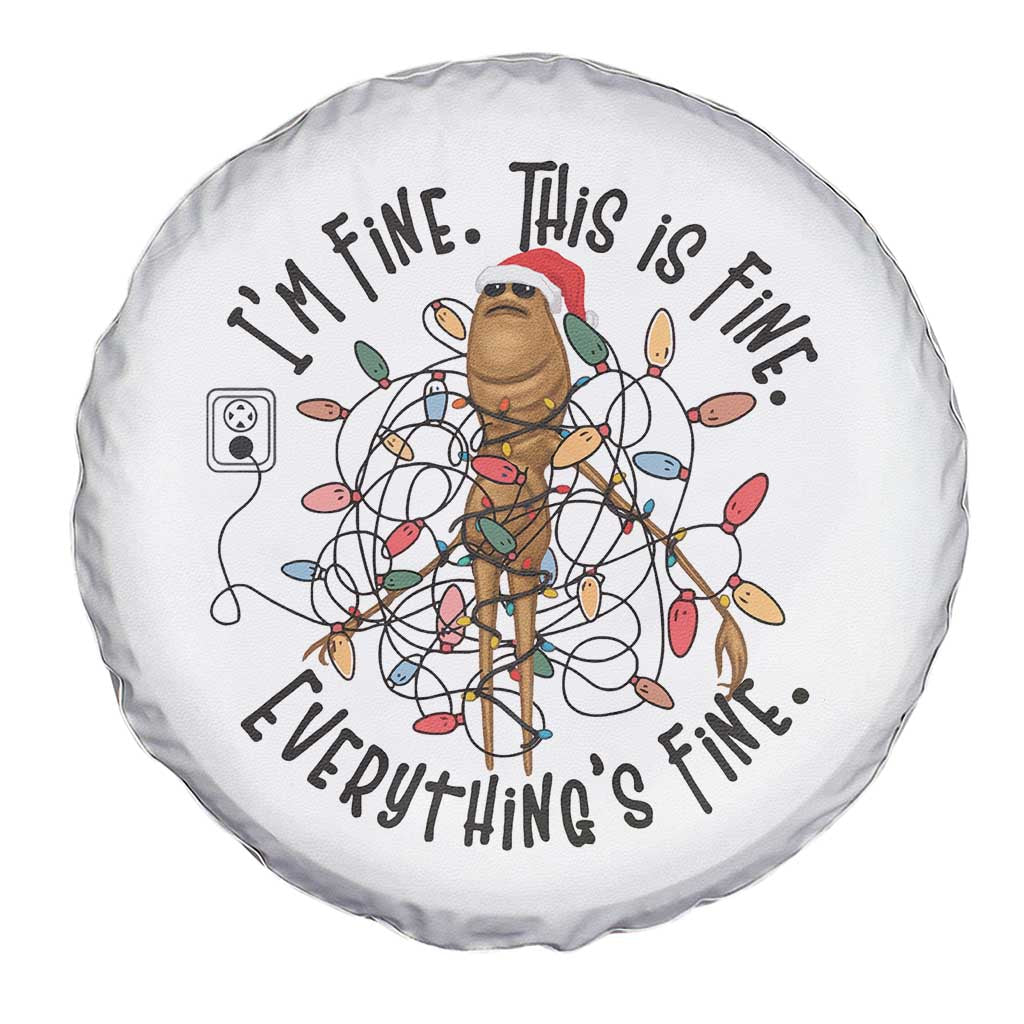 Marcus The Worm Christmas Meme Spare Tire Cover I'm Fine Everything is Fine - Wonder Print Shop