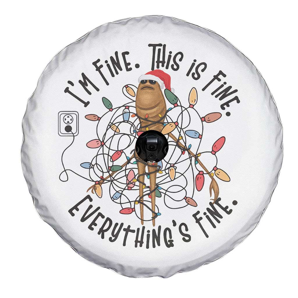 Marcus The Worm Christmas Meme Spare Tire Cover I'm Fine Everything is Fine - Wonder Print Shop
