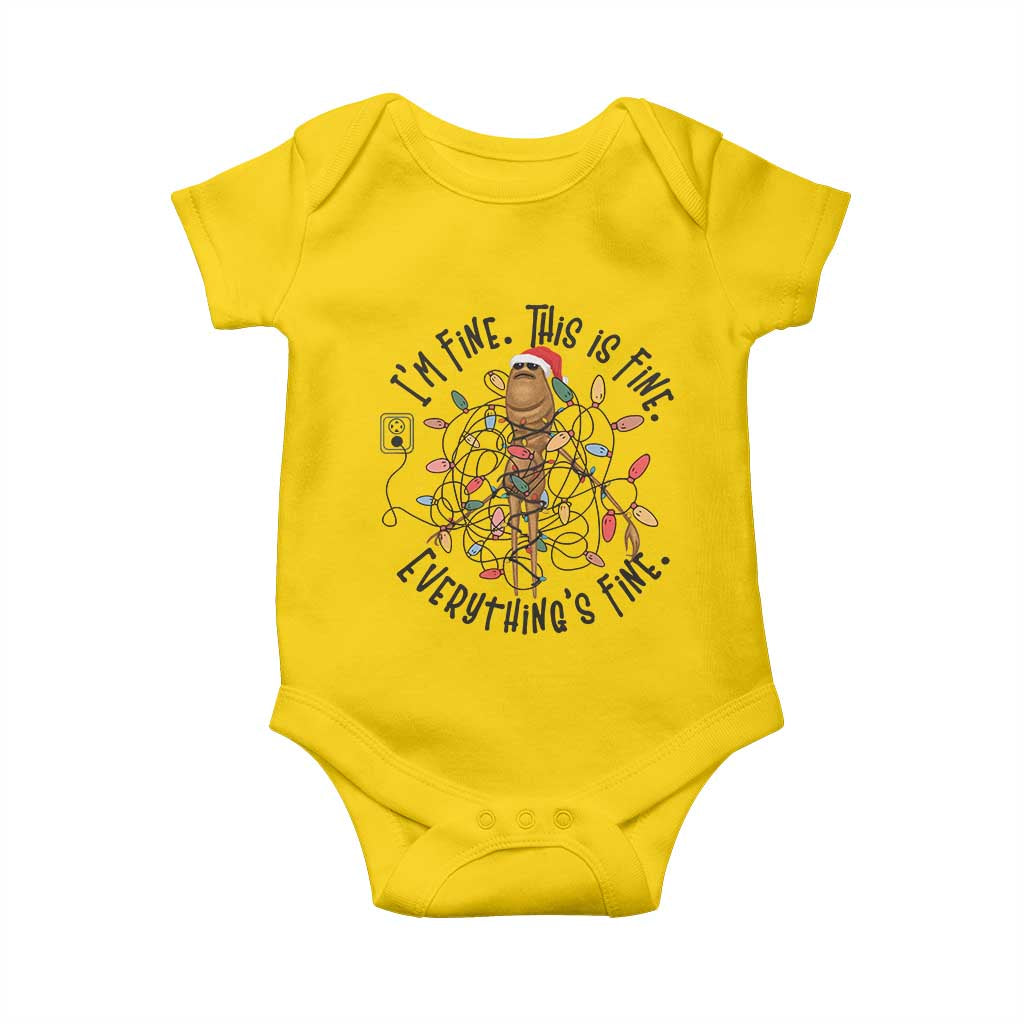 Marcus The Worm Christmas Meme Baby Onesie I'm Fine Everything is Fine - Wonder Print Shop