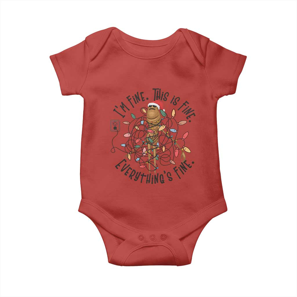 Marcus The Worm Christmas Meme Baby Onesie I'm Fine Everything is Fine - Wonder Print Shop