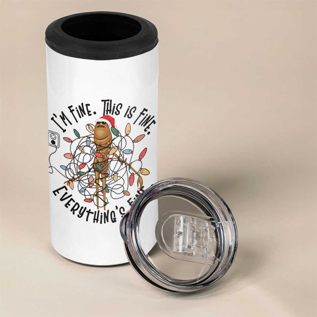 Marcus The Worm Christmas Meme 4 in 1 Can Cooler Tumbler I'm Fine Everything is Fine - Wonder Print Shop