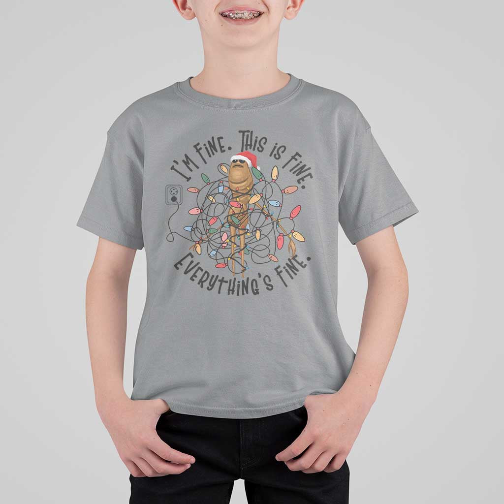 Marcus The Worm Christmas Meme T Shirt For Kid I'm Fine Everything is Fine - Wonder Print Shop