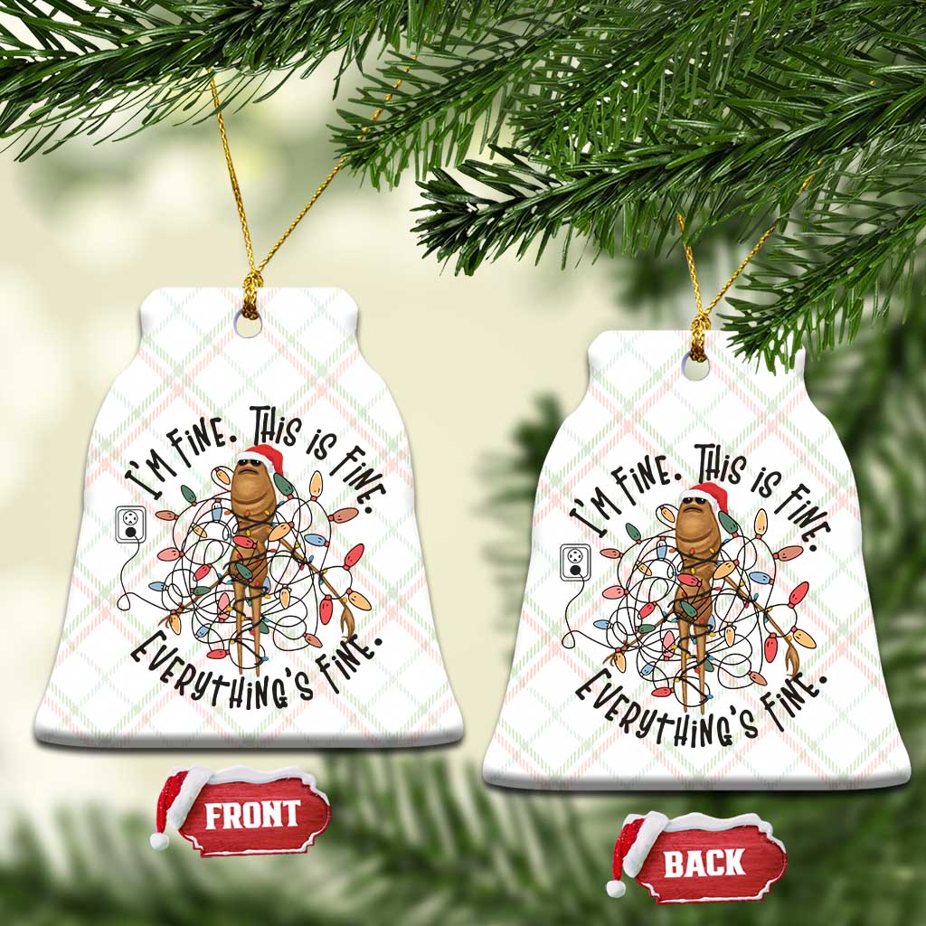 Marcus The Worm Christmas Meme Ceramic Ornament I'm Fine Everything is Fine - Wonder Print Shop
