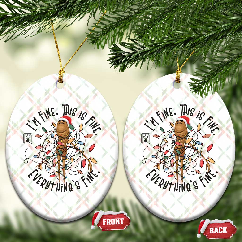 Marcus The Worm Christmas Meme Ceramic Ornament I'm Fine Everything is Fine - Wonder Print Shop