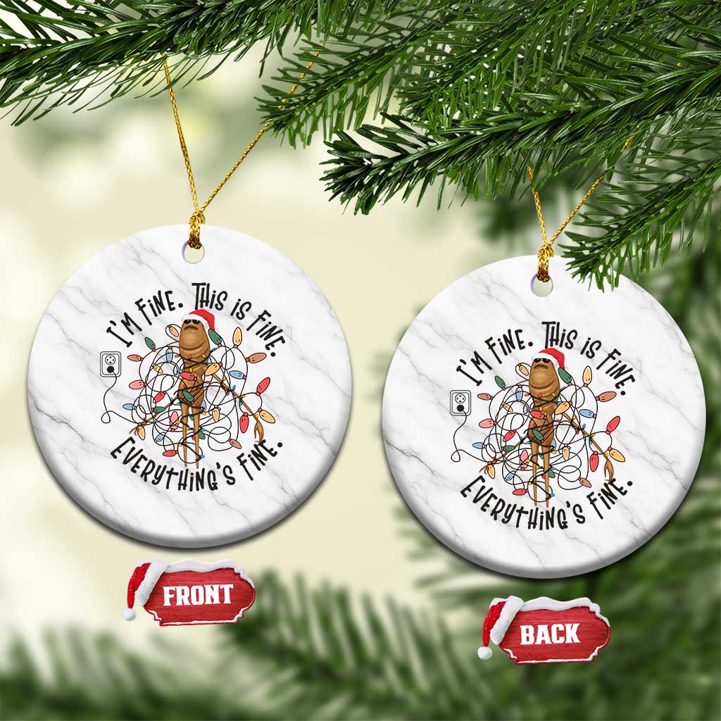 Marcus The Worm Christmas Meme Ceramic Ornament I'm Fine Everything is Fine - Wonder Print Shop
