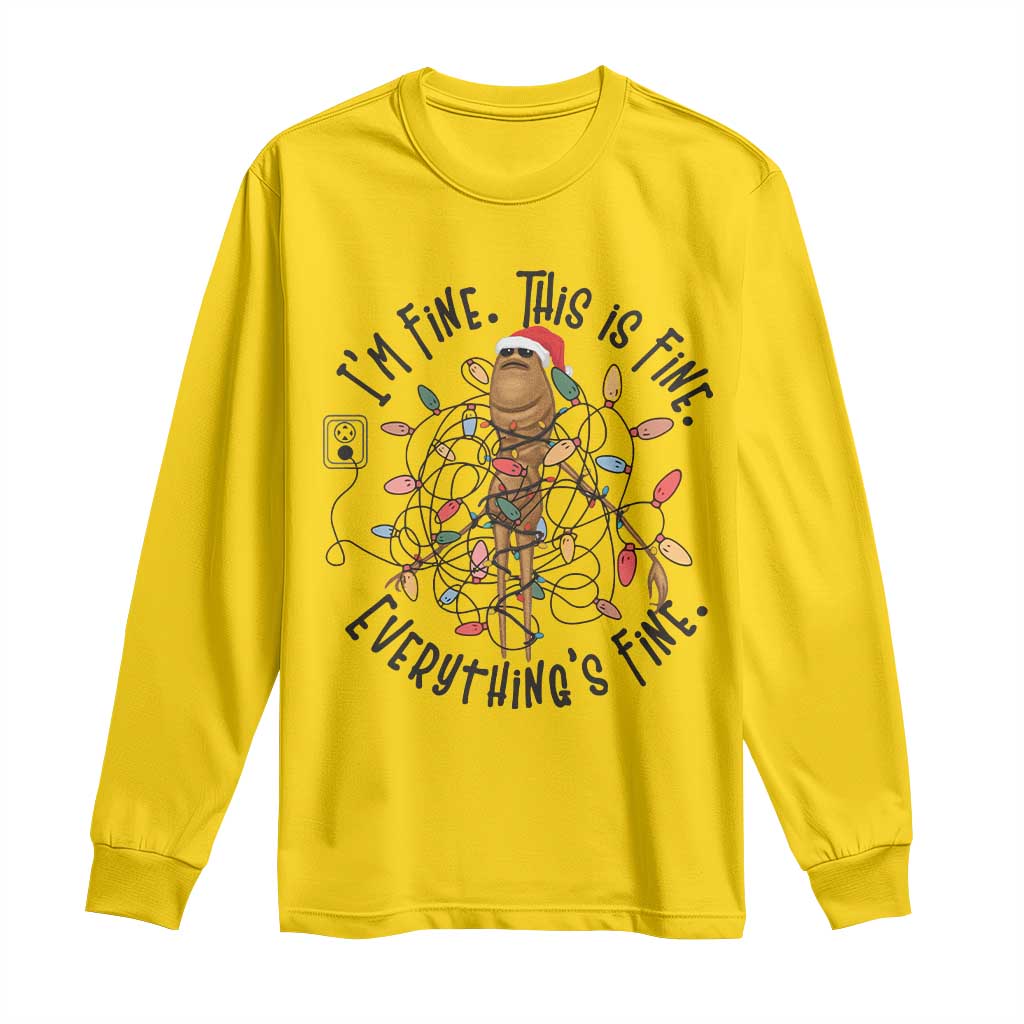 Marcus The Worm Christmas Meme Long Sleeve Shirt I'm Fine Everything is Fine - Wonder Print Shop