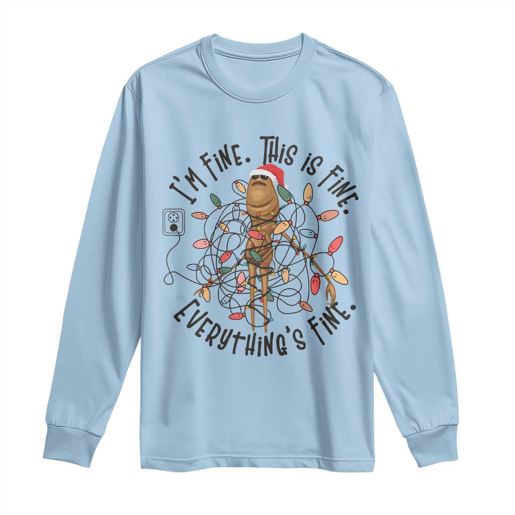 Marcus The Worm Christmas Meme Long Sleeve Shirt I'm Fine Everything is Fine - Wonder Print Shop