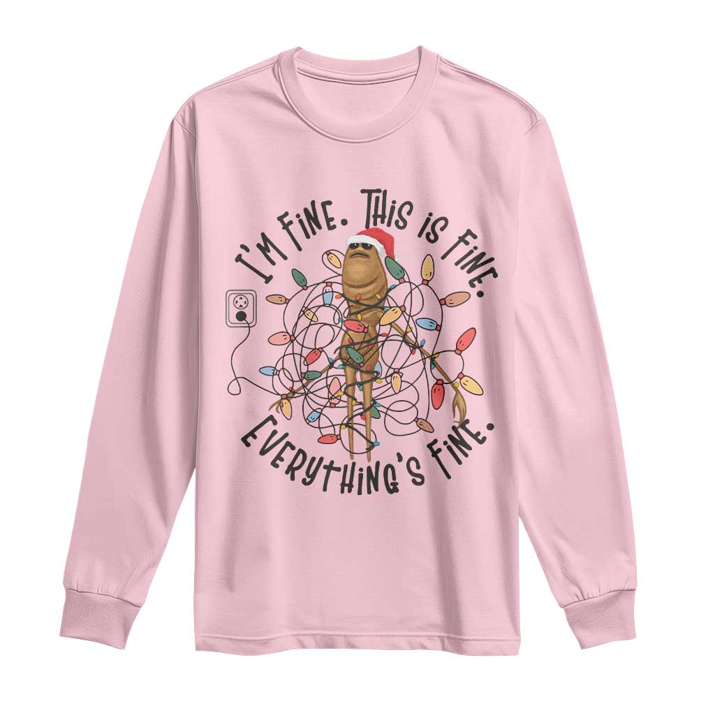 Marcus The Worm Christmas Meme Long Sleeve Shirt I'm Fine Everything is Fine - Wonder Print Shop