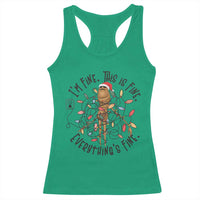 Marcus The Worm Christmas Meme Racerback Tank Top I'm Fine Everything is Fine - Wonder Print Shop