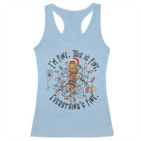 Marcus The Worm Christmas Meme Racerback Tank Top I'm Fine Everything is Fine - Wonder Print Shop